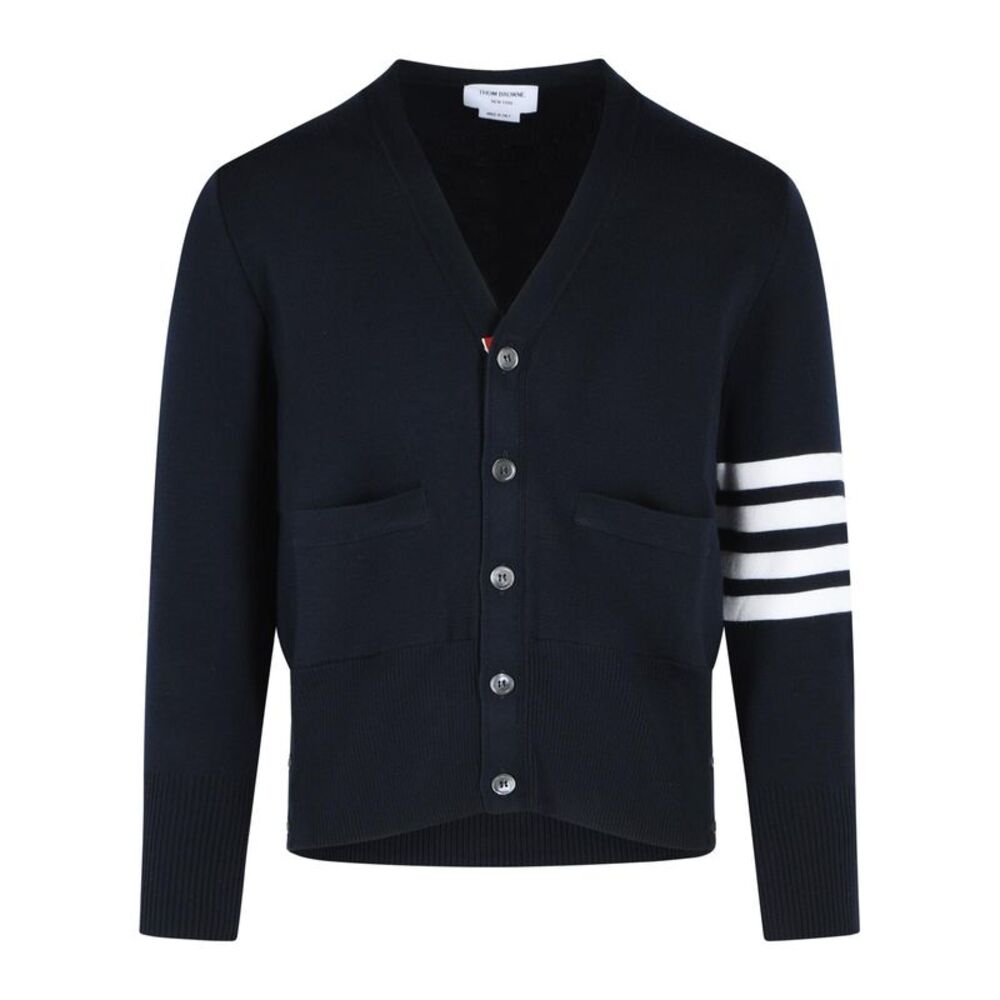 Thom Browne 'Milano 4 Bar' Navy Virgin Wool Cardigan Men